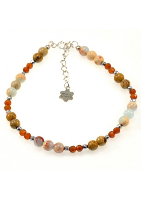 Bransoletka Jaspis Granat 925