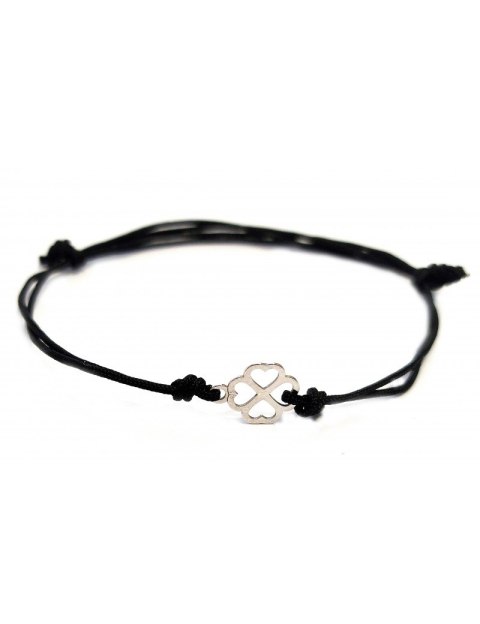 Bransoletka Koniczynka Na Sznurku 925