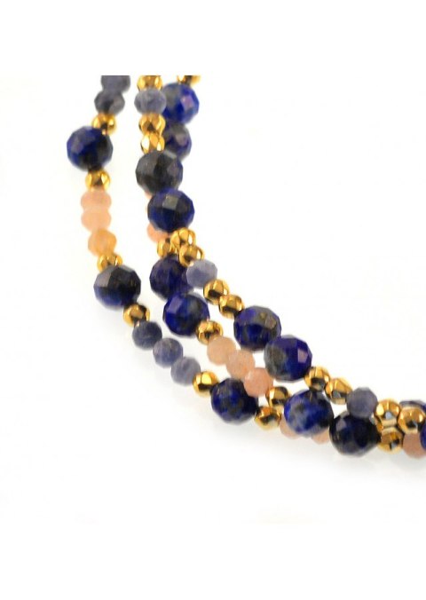 Bransoletka Lapis Kamień Słoneczny 925