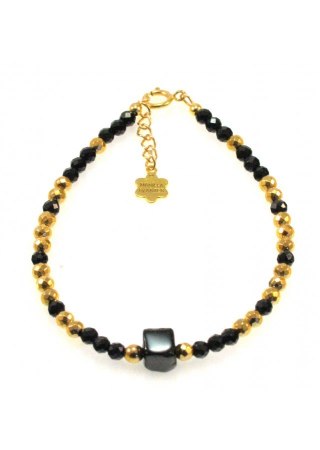 Bransoletka Spinel Hematyt kostka 925