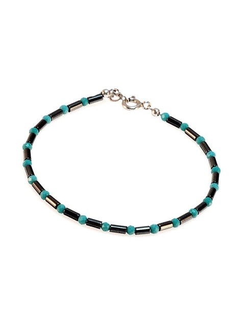 Bransoletka męska Hematyt i Turkus 925