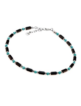 Bransoletka męska Hematyt z turkusem 925