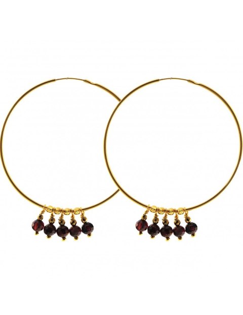 Kolczyki koła z granatem i hematytem