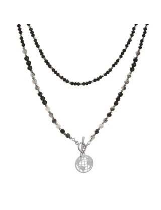 Naszyjnik MAPA Obsydian 925