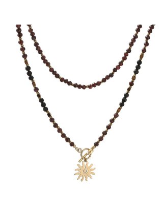 Naszyjnik SŁOŃCE Granat 925