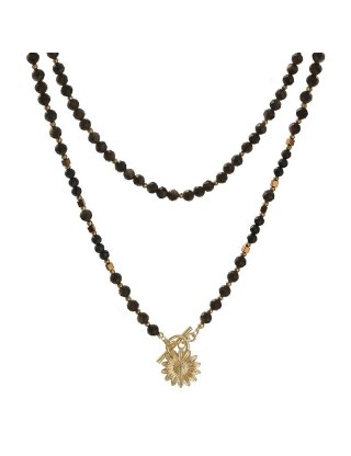Naszyjnik SUNFLOWER Obsydian 925