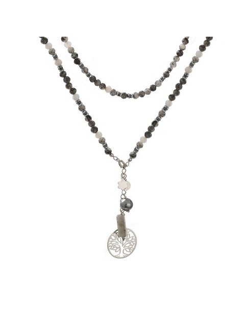 Naszyjnik WATERFALL Obsydian 925