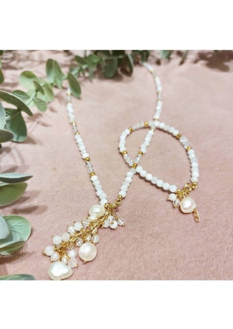 Naszyjnik ślubny Kamień księżycowy 925