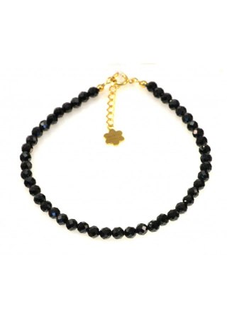BRANSOLETKA CZARNY TURMALIN OCHRONA 925
