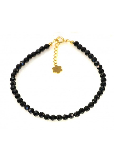 BRANSOLETKA CZARNY TURMALIN OCHRONA 925