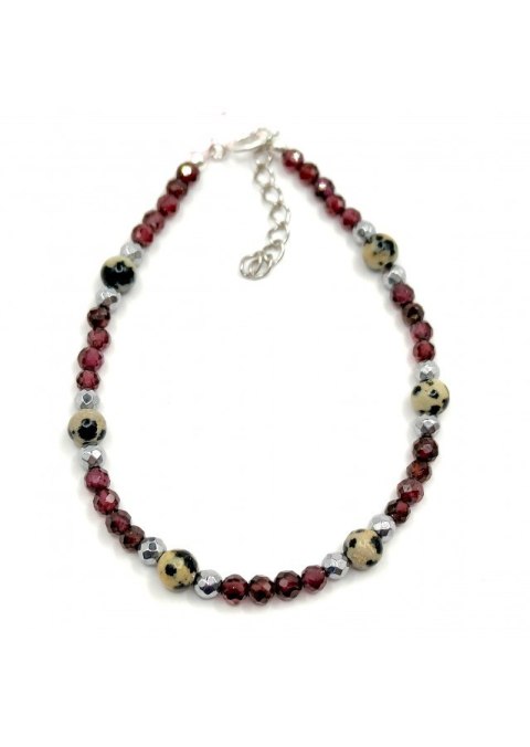 Bransoletka GRANAT JASPIS 925