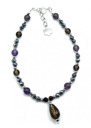 Bransoletka Kwarc dymny 925