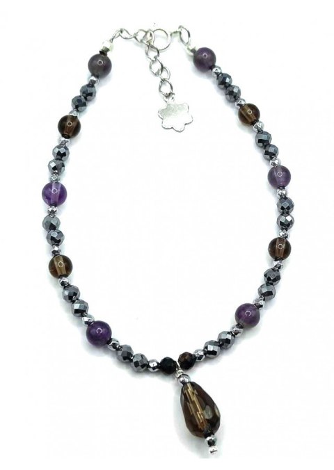 Bransoletka Kwarc dymny 925