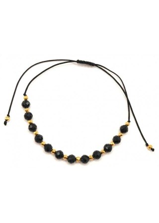 Bransoletka na sznurku CZARNY TURMALIN