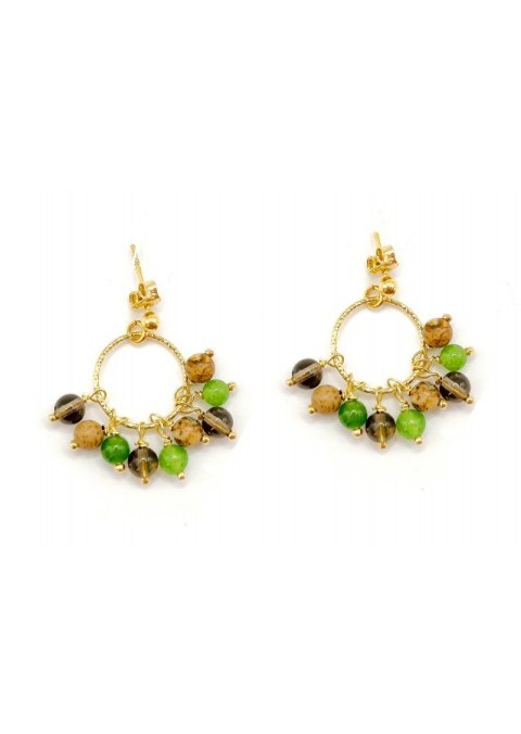 Kolczyki koła z jaspisem i kwarcem