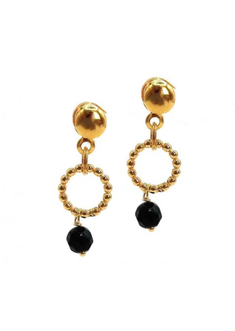 Pozłacane kolczyki z czarnym turmalinem