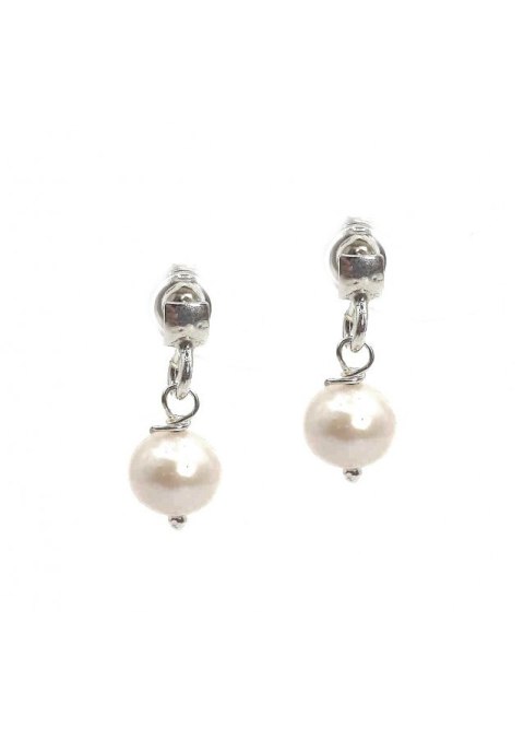 Kolczyki z perłą rodowane