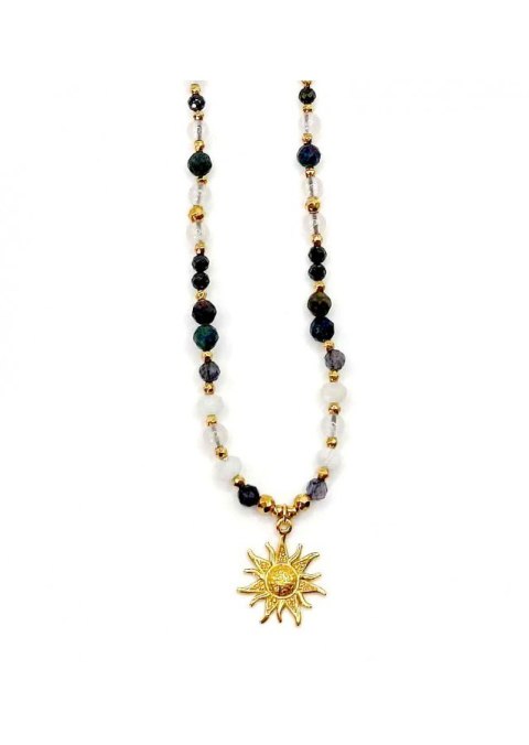 Naszyjnik na sznurku Akwamaryn 925