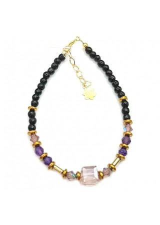 Bransoletka Kryształ Ametyst 925