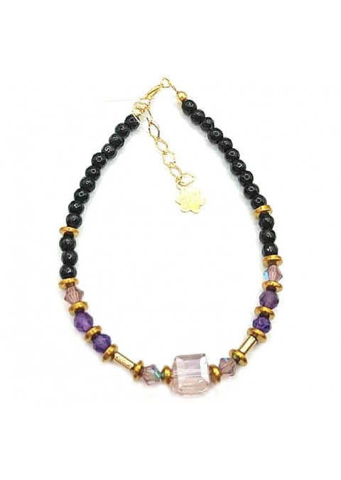 Bransoletka Kryształ Ametyst 925