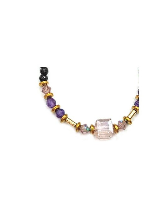 Bransoletka Kryształ Ametyst 925