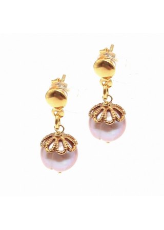 Kolczyki z różową perłą