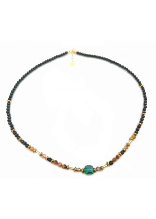 Naszyjnik Kryształ Tygrysie oko 925