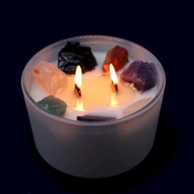 Duża Świeca z Kamieniami - Siedem Czakr