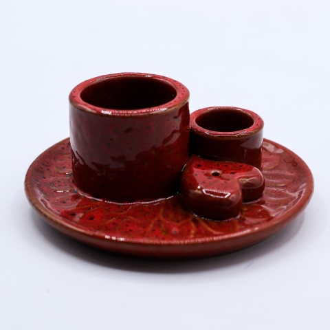 Podstawka na Palo Santo i Pęczek - Mandala - Czerwona z Połyskiem