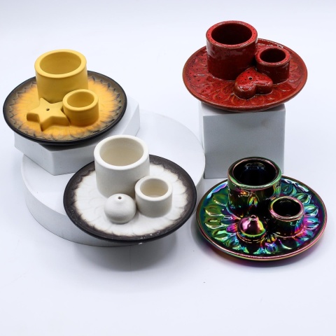 Podstawka na Palo Santo i Pęczek - Mandala - Czerwona z Połyskiem