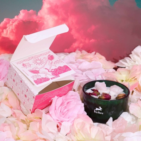 Świeca Hop Hare z Kamieniami i Kwiatami - Kochankowie