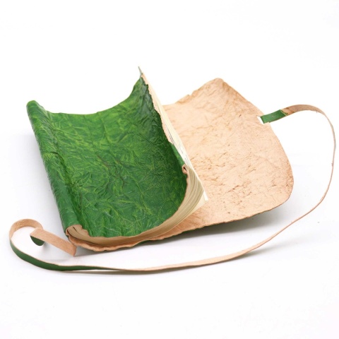 Zwijany Skórzany Notatnik Podróżniczy - Zielony 21x15cm