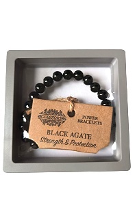 Bransoletka Agat Czarny w ozdobnej ramce