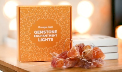 Girlanda Świetlna z Kamieniami - Pomarańczowy Jadeit