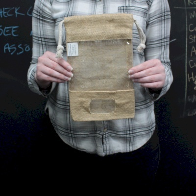 Torebka z Juty z Okienkiem 25x16cm + Kieszonka