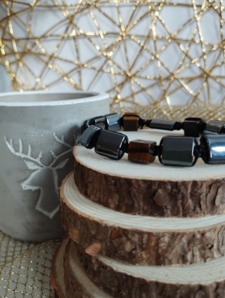 Zestaw upominkowy dla niego - świeca sojowa + bransoletka magnetyczna