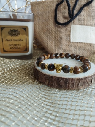 Zestaw upominkowy - świeczka brzoskwiniowa + bransoletka + ozdobny koszyczek