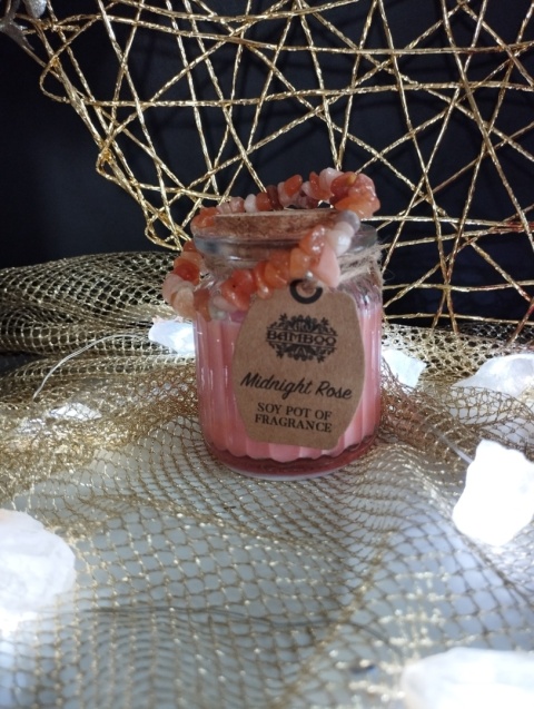 Zestaw upominkowy - świeczka sojowa różana i bransoletka z koralitu